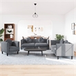 Bowery Hill Contemporary Sofa Set in Dark Grey Polyester Velvet
