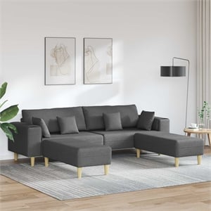 Bowery Hill Contemporary Fabric Sofa with Cushion in Dark Grey