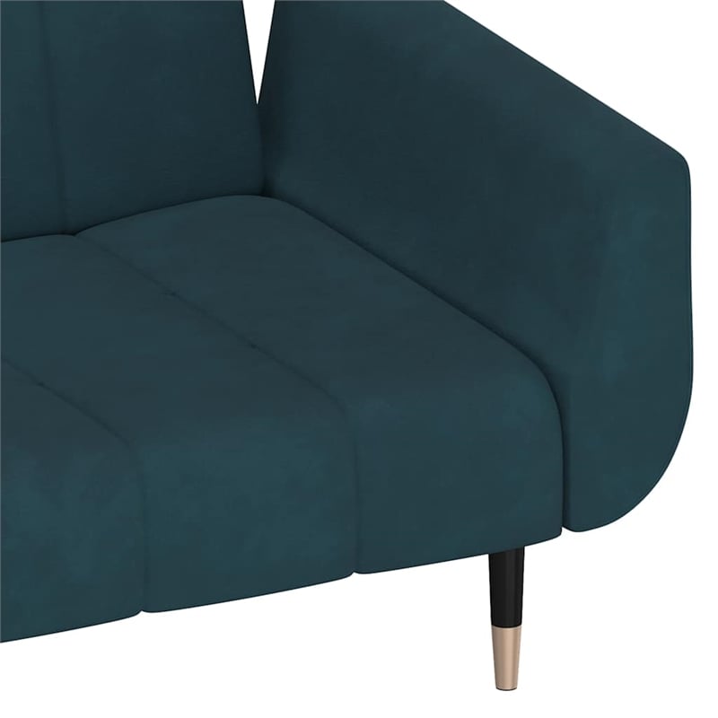 Bowery Hill Contemporary Convertible 2-Seater Sofa Bed in Blue Velvet