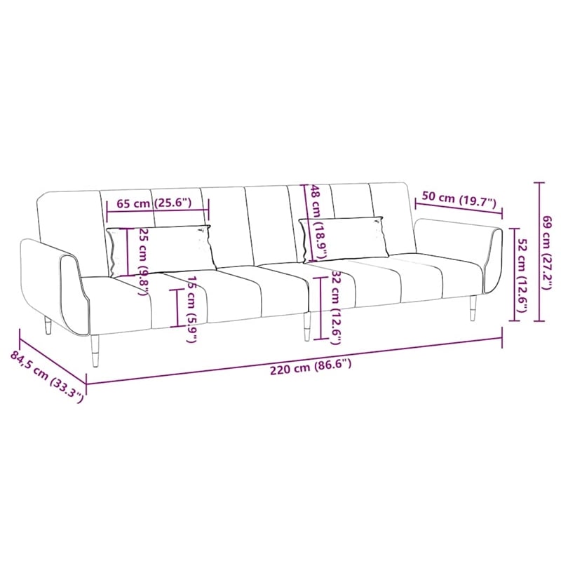 Bowery Hill Contemporary Convertible 2-Seater Sofa Bed in Blue Velvet