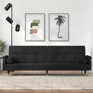 Bowery Hill Contemporary Standard Sofa Bed in Black Finish Velvet