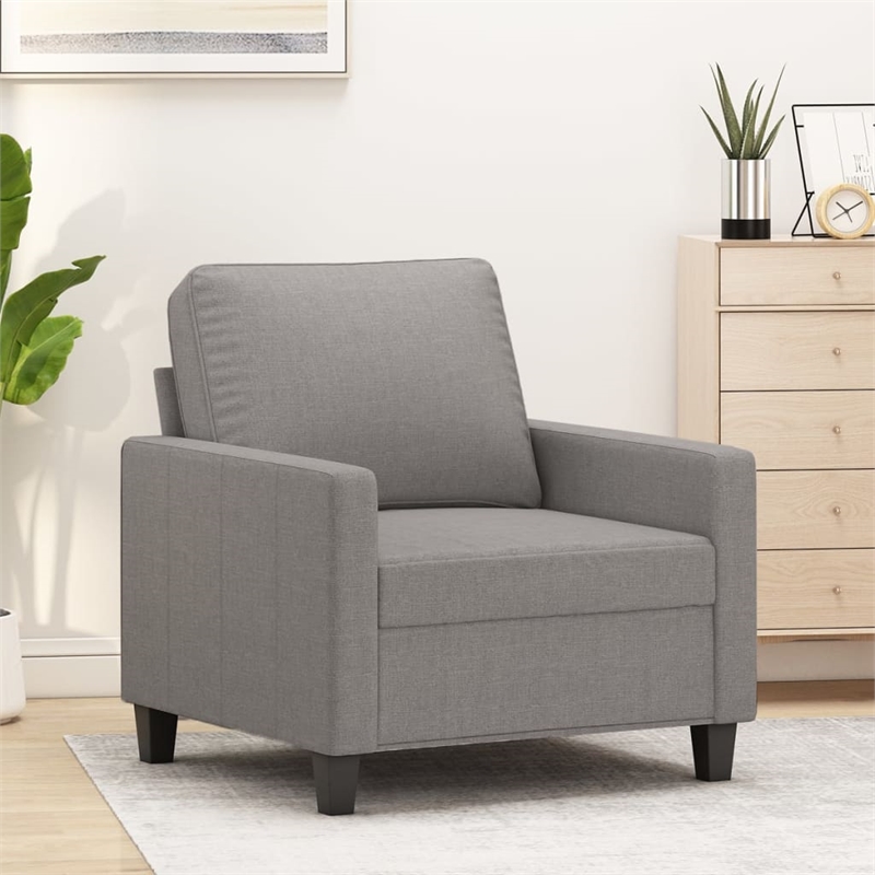 Bowery Hill Single Single Sofa Chair in Light Grey Polyester