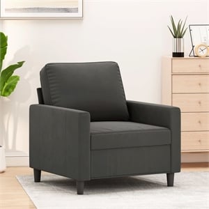 Bowery Hill Contemporary Single Sofa Chair in Dark Grey Velvet Polyester
