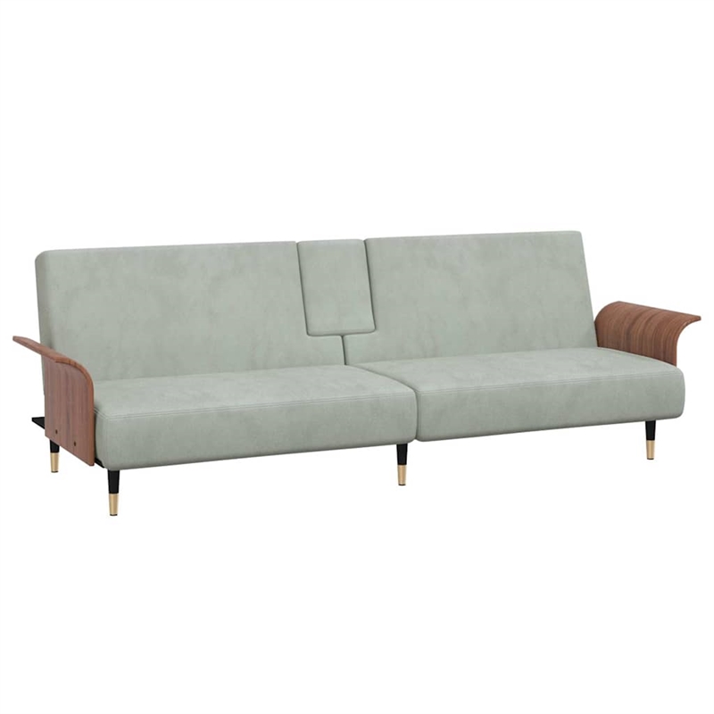 Bowery Hill Contemporary Large Sofa Bed in Light Gray Polyester Velvet
