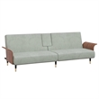 Bowery Hill Contemporary Large Sofa Bed in Light Gray Polyester Velvet