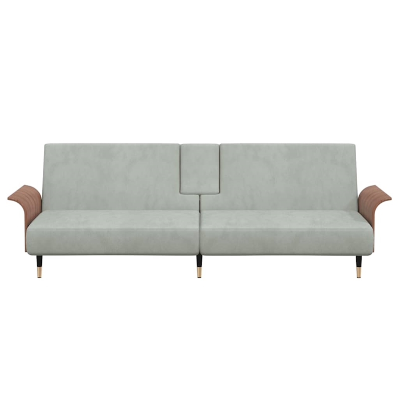 Bowery Hill Contemporary Large Sofa Bed in Light Gray Polyester Velvet