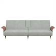 Bowery Hill Contemporary Large Sofa Bed in Light Gray Polyester Velvet