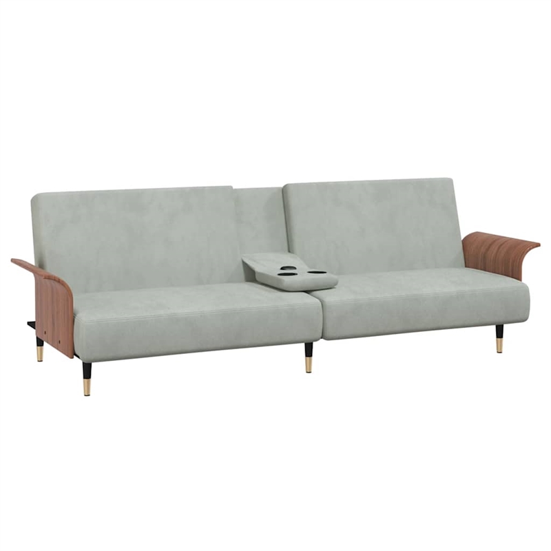 Bowery Hill Contemporary Large Sofa Bed in Light Gray Polyester Velvet