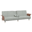 Bowery Hill Contemporary Large Sofa Bed in Light Gray Polyester Velvet