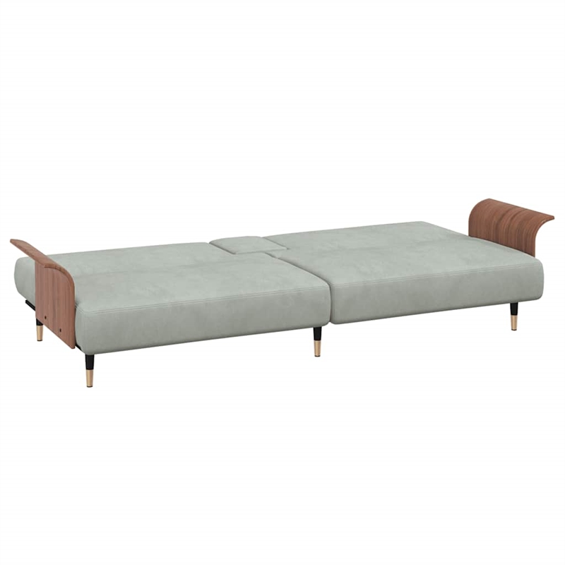 Bowery Hill Contemporary Large Sofa Bed in Light Gray Polyester Velvet