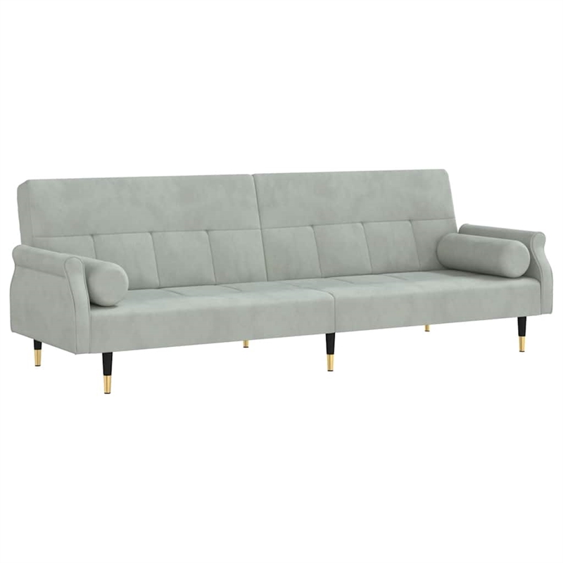 Bowery Hill Contemporary Sofa Bed in Light Gray Polyester Velvet