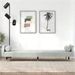 Bowery Hill Contemporary Sofa Bed in Light Gray Polyester Velvet