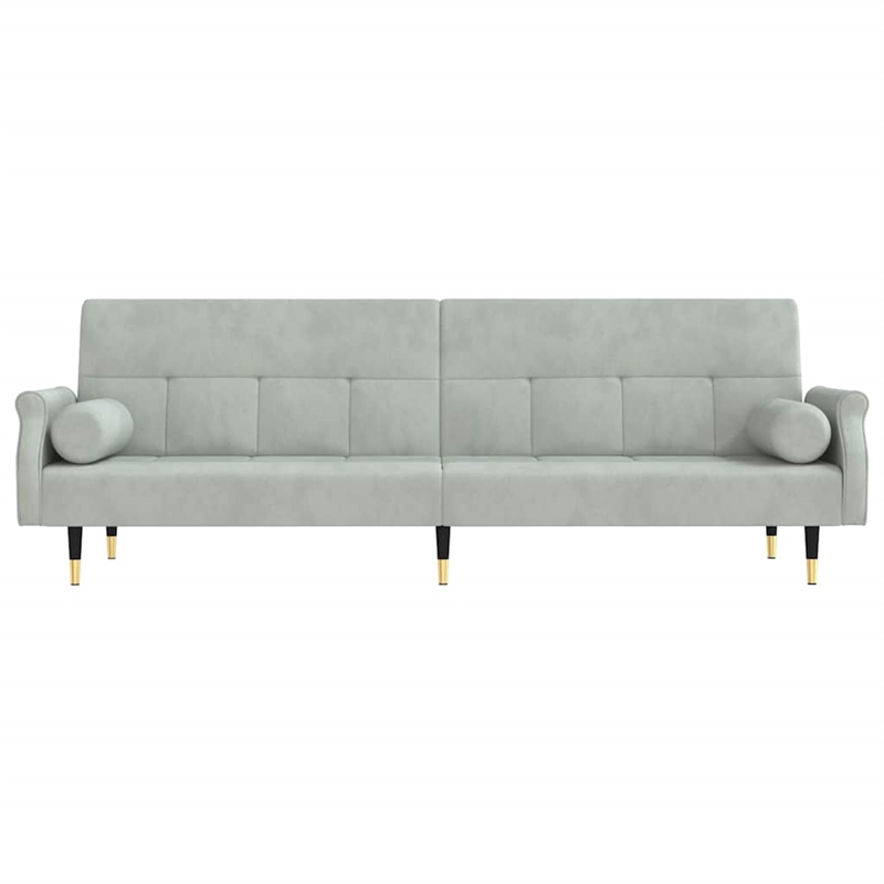 Bowery Hill Contemporary Sofa Bed in Light Gray Polyester Velvet