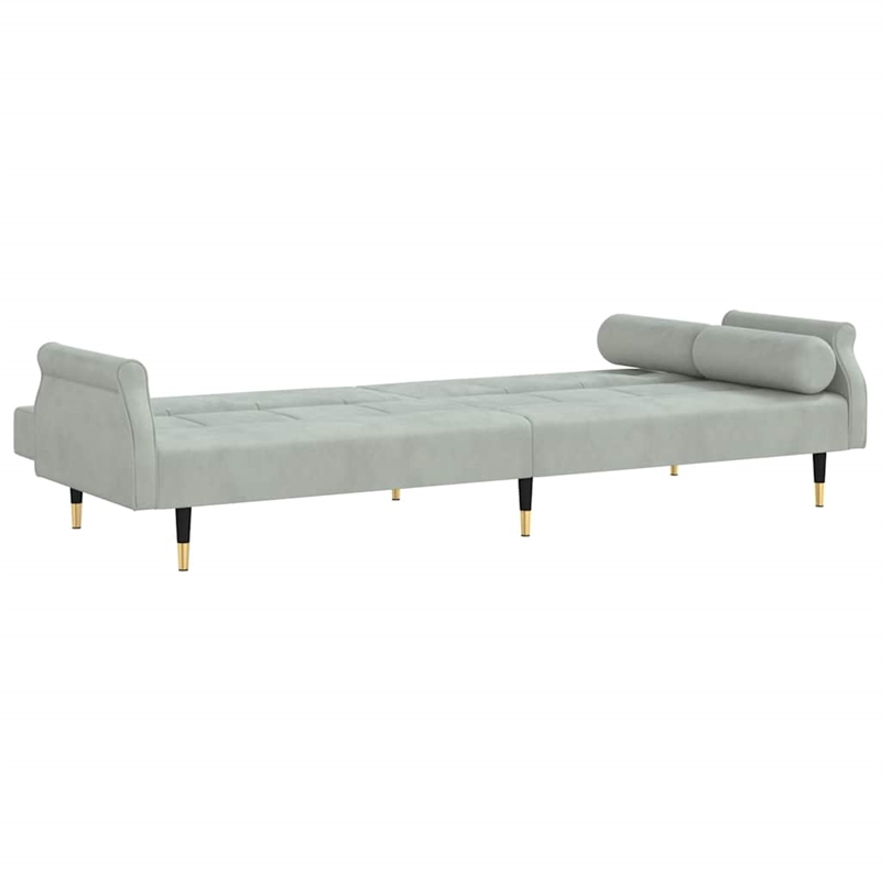Bowery Hill Contemporary Sofa Bed in Light Gray Polyester Velvet