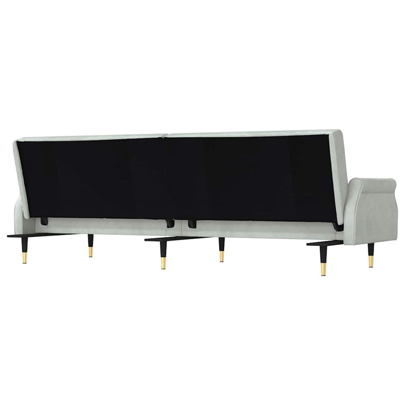 Bowery Hill Contemporary Sofa Bed in Light Gray Polyester Velvet