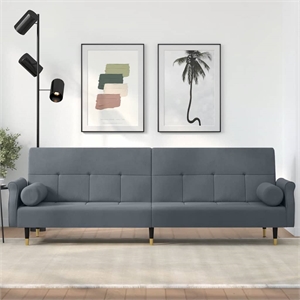 Bowery Hill Contemporary Large Sofa Bed in Dark Grey Finish Velvet