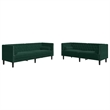 Bowery Hill Contemporary Polyester Chesterfield Sofa Set in Brown