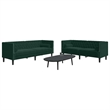 Bowery Hill Contemporary Polyester Chesterfield Sofa Set in Brown