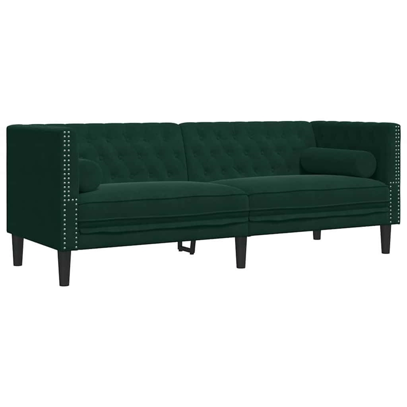 Bowery Hill Contemporary Polyester Chesterfield Sofa Set in Brown