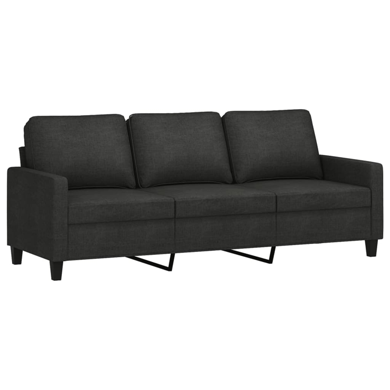 Bowery Hill Contemporary Metal 3-Seater Sofa Black Polyester