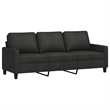 Bowery Hill Contemporary Metal 3-Seater Sofa Black Polyester