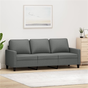 Bowery Hill Contemporary Metal 3-Seater Sofa Dark Grey Polyester Fabric