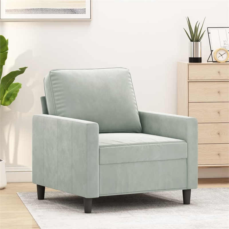 Bowery Hill Contemporary Single Sofa Chair in Light Gray Polyester