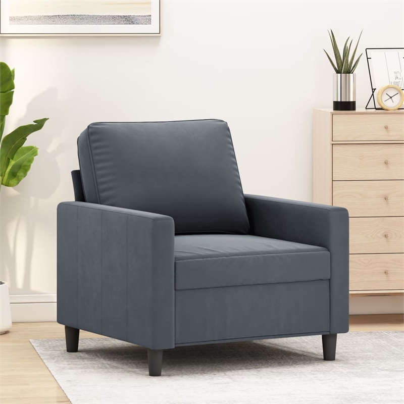 Bowery Hill Contemporary Single Sofa Chair in Dark Grey Polyester