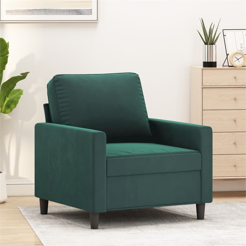 Bowery Hill Contemporary Single Sofa Chair in Dark Green Polyester