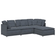 Bowery Hill Contemporary Modular Sofa in Dark Gray Polyester Velvet