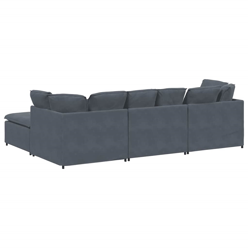 Bowery Hill Contemporary Modular Sofa in Dark Gray Polyester Velvet