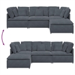 Bowery Hill Contemporary Modular Sofa in Dark Gray Polyester Velvet