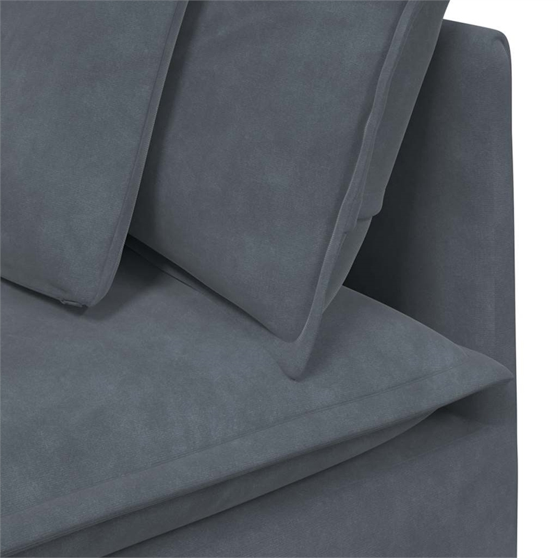 Bowery Hill Contemporary Modular Sofa in Dark Gray Polyester Velvet