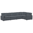 Bowery Hill Modular L-Shaped Sofa in Dark Grey Velvet Polyester