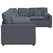 Bowery Hill Modular L-Shaped Sofa in Dark Grey Velvet Polyester