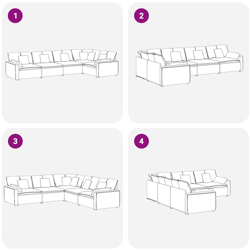 Bowery Hill Modular L-Shaped Sofa in Dark Grey Velvet Polyester