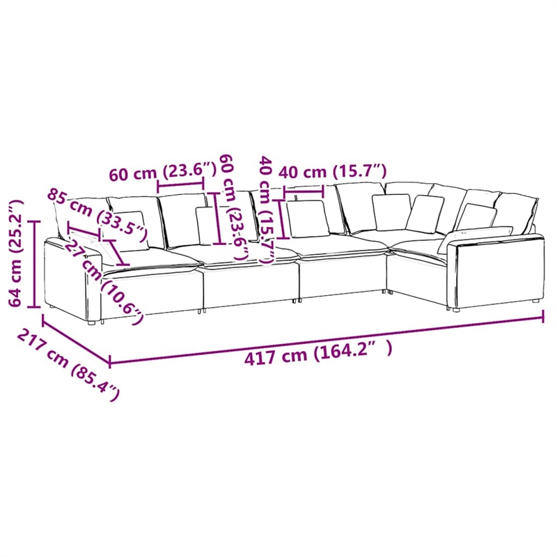 Bowery Hill Modular L-Shaped Sofa in Dark Grey Velvet Polyester