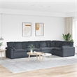 Bowery Hill Modular L-Shaped Sofa in Dark Grey Velvet Polyester