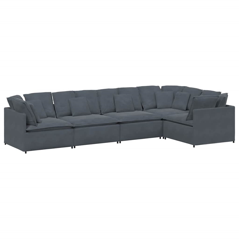 Bowery Hill Contemporary Modular Sofa in Dark Gray Finish Velvet