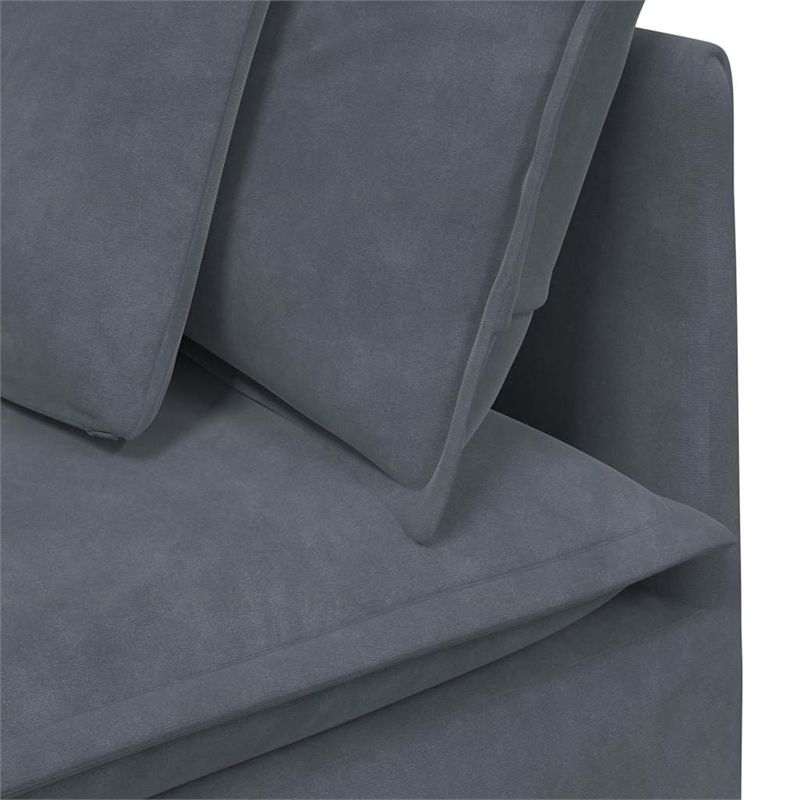 Bowery Hill Contemporary Modular Sofa in Dark Gray Finish Velvet