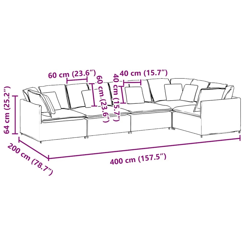 Bowery Hill Contemporary Modular Sofa in Dark Gray Finish Velvet