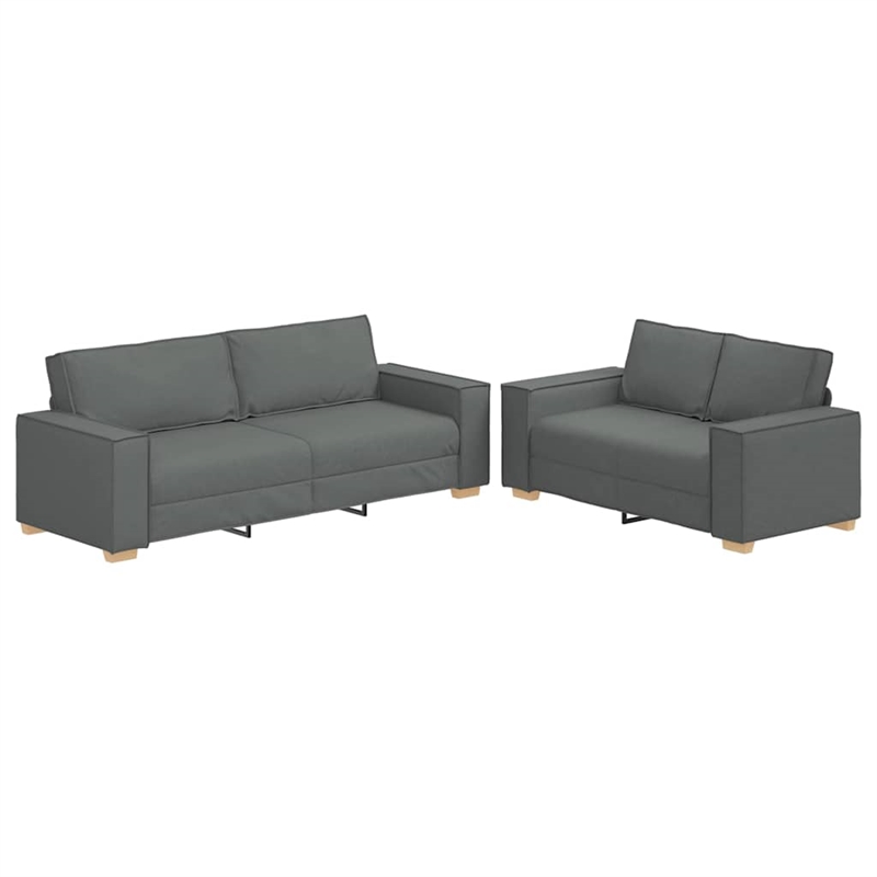 Bowery Hill Contemporary 2 Piece Polyester Sofa Set in Dark Gray