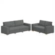 Bowery Hill Contemporary 2 Piece Polyester Sofa Set in Dark Gray