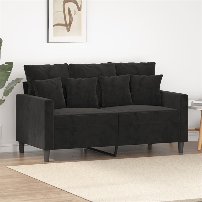 Bowery Hill Contemporary Metal 2-Seater Sofa in Black Polyester