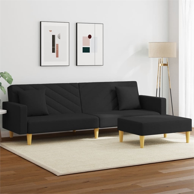 Bowery Hill Contemporary Polyester Standard Sofa Bed in Black