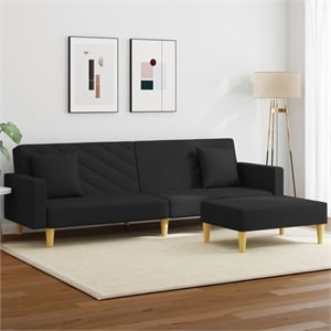 Bowery Hill Contemporary Polyester Standard Sofa Bed in Black