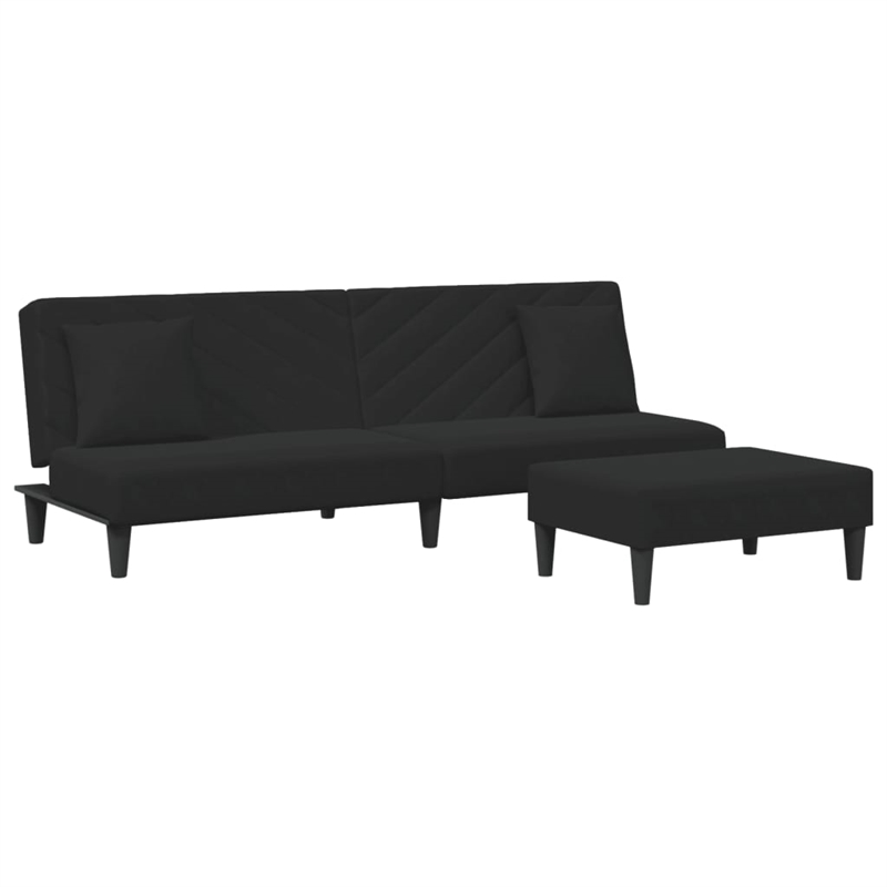 Bowery Hill Contemporary Standard Sofa Set in Black Polyester