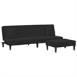 Bowery Hill Contemporary Standard Sofa Set in Black Polyester