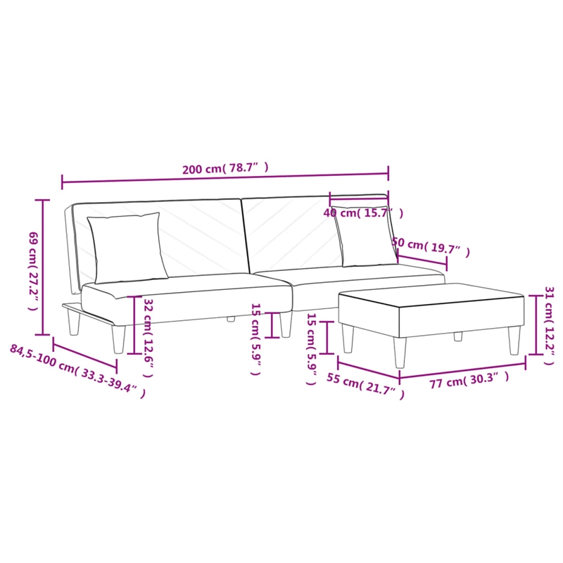 Bowery Hill Contemporary Standard Sofa Set in Black Polyester
