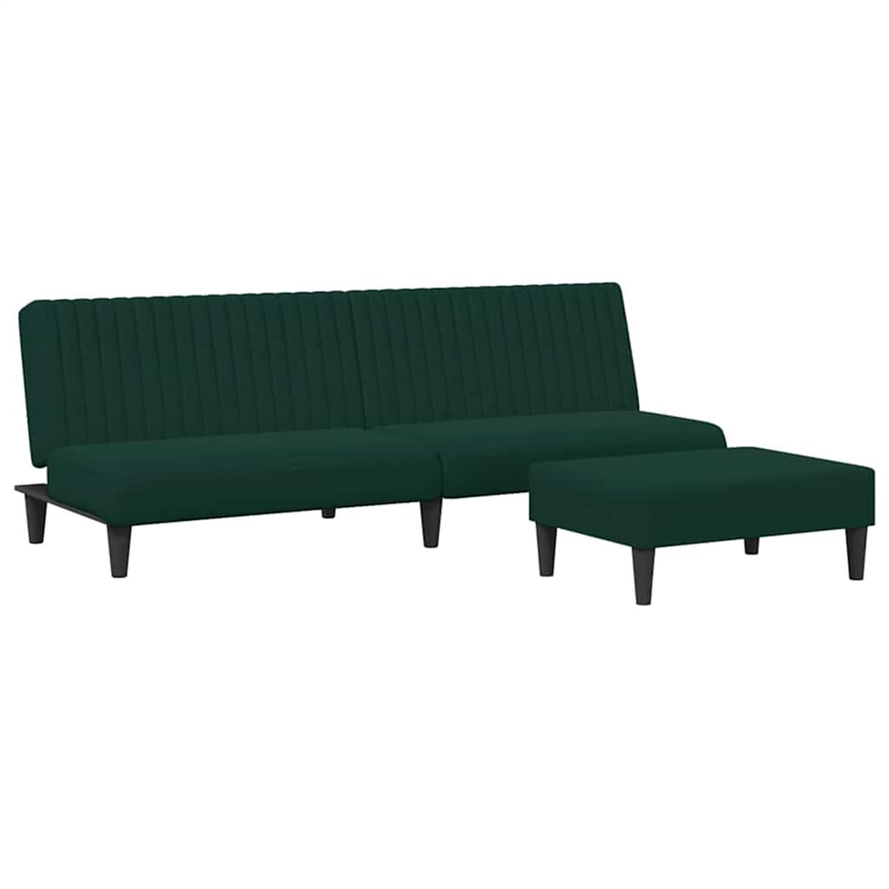 Bowery Hill Contemporary Compact Sofa Set in Dark Green Polyester Velvet